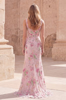 Load image into Gallery viewer, Sparkly Pink Mermaid Beaded Long Floral Formal Dress