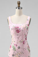Load image into Gallery viewer, Sparkly Pink Mermaid Beaded Long Floral Formal Dress