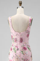 Load image into Gallery viewer, Sparkly Pink Mermaid Beaded Long Floral Formal Dress