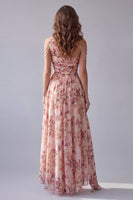 Load image into Gallery viewer, Pink Floral One Shoulder A Line Ruched High Low Formal Dress with Beading