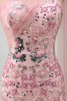 Load image into Gallery viewer, Sparkly Pink Mermaid Beaded Long Formal Dress with Side Cape
