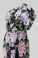 Load image into Gallery viewer, Dark Green One Shoulder Floral Long Formal Pantsuits with Pockets