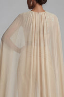Load image into Gallery viewer, Champagne Ruched Floral Formal Jumpsuits with Cape