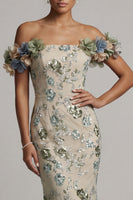 Load image into Gallery viewer, Sparkly Dusty Sage Beaded Mermaid Floral Long Formal Dress