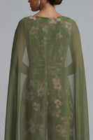 Load image into Gallery viewer, Eucalyptus Floral Ruched V-Neck Formal Jumpsuits with Pockets