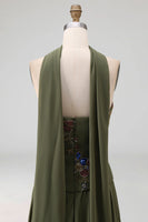 Load image into Gallery viewer, Olive Floral A Line Strapless Basque Wasit Long Formal Dress with Beading