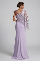 Load image into Gallery viewer, Sparkly Lilac Mermaid Ruffled Beaded Long Formal Dress with Bow