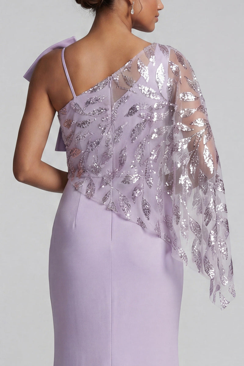 Load image into Gallery viewer, Sparkly Lilac Mermaid Ruffled Beaded Long Formal Dress with Bow