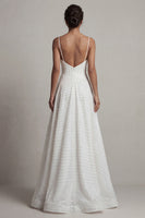 Load image into Gallery viewer, Sparkly White Beaded Basque Waist Spaghetti Straps Long Corset Formal Dress