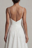 Load image into Gallery viewer, Sparkly White Beaded Basque Waist Spaghetti Straps Long Corset Formal Dress
