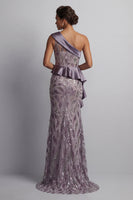 Load image into Gallery viewer, Sparkly Vintage Mauve Beaded Mermaid Long Formal Dress with Ruffles