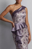 Load image into Gallery viewer, Sparkly Vintage Mauve Beaded Mermaid Long Formal Dress with Ruffles