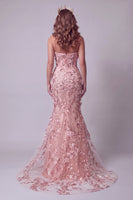 Load image into Gallery viewer, Sparkly Blush Corset Mermaid Beaded Long Floral Formal Dress