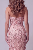 Load image into Gallery viewer, Sparkly Blush Corset Mermaid Beaded Long Floral Formal Dress