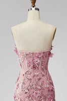 Load image into Gallery viewer, Sparkly Blush Corset Mermaid Beaded Long Floral Formal Dress