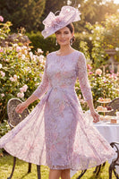 Load image into Gallery viewer, Sparkly Lilac Bodycon Beaded Floral Midi Mother of the Bride Dress with Cape
