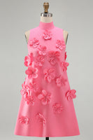 Load image into Gallery viewer, Lilac High Neck A Line Short Floral Homecoming Dress