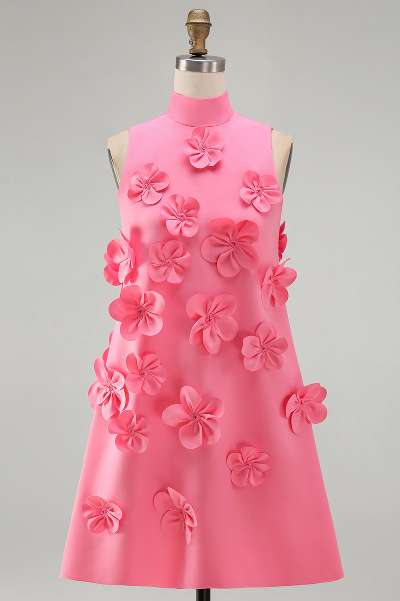 Load image into Gallery viewer, Lilac High Neck A Line Short Floral Homecoming Dress