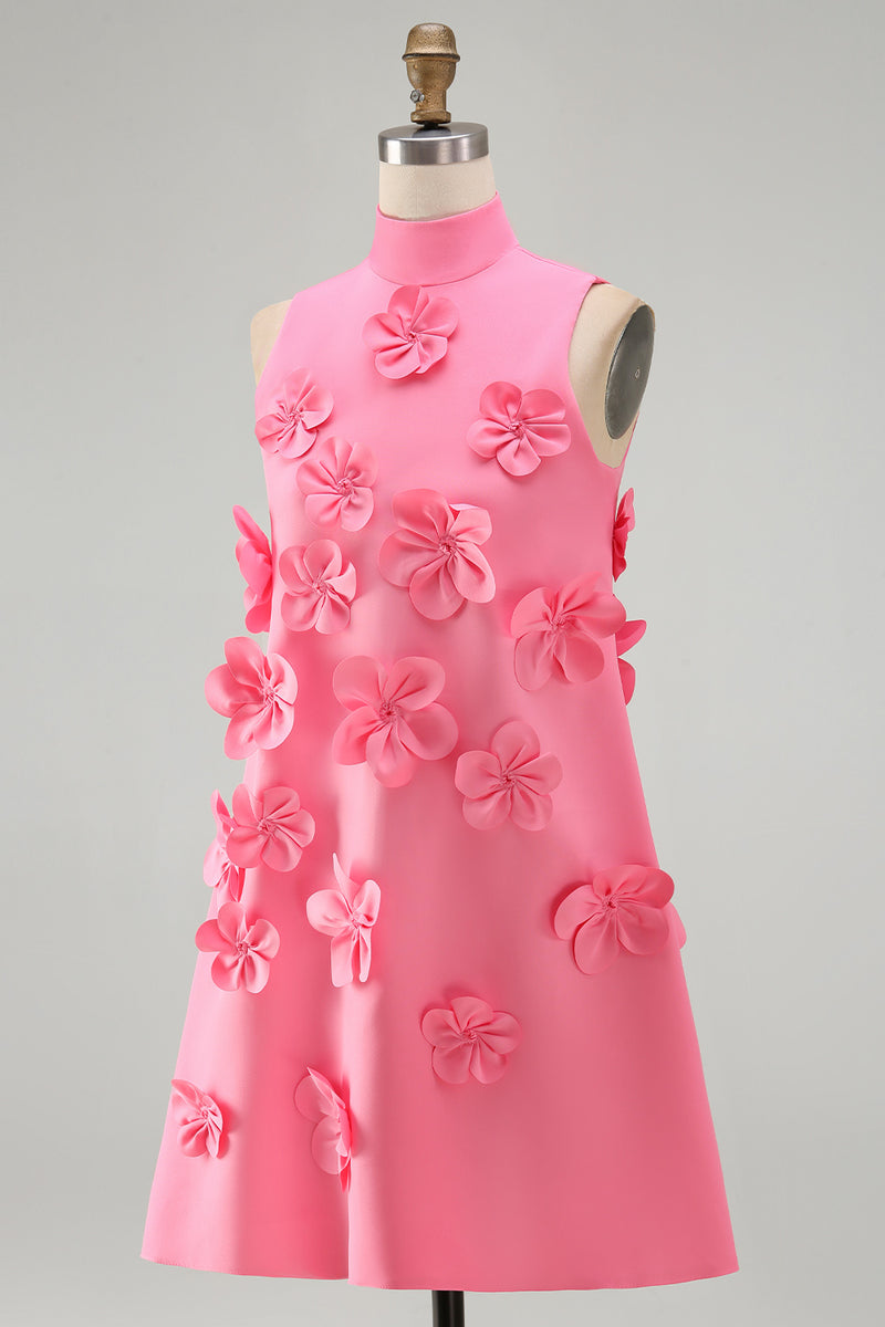 Load image into Gallery viewer, Lilac High Neck A Line Short Floral Homecoming Dress