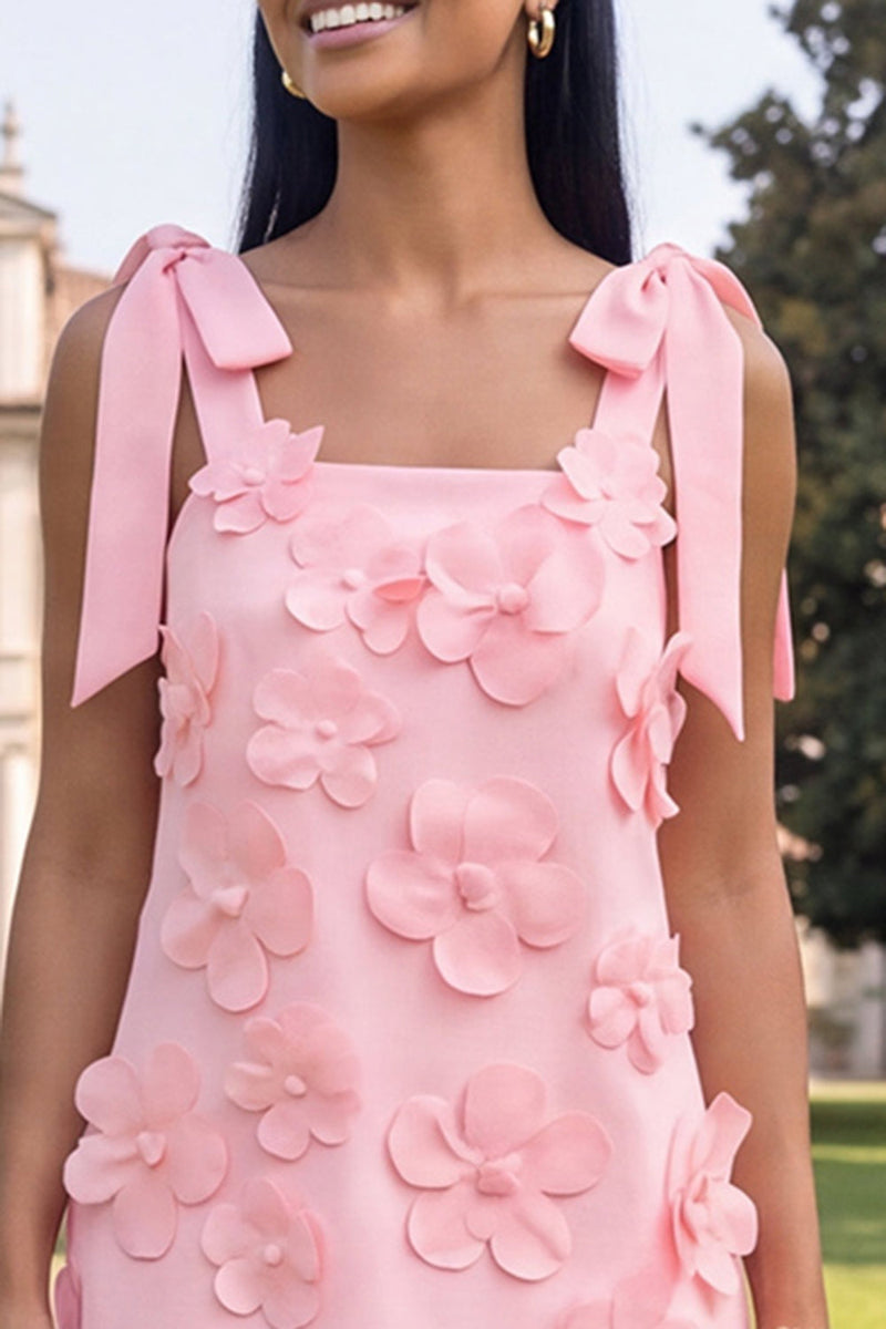 Load image into Gallery viewer, Lilac Thick Straps A Line Short Floral Homecoming Dress with Bows