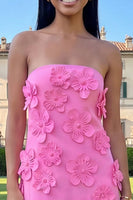 Load image into Gallery viewer, Hot Pink Floral Strapless Short Homecoming Dress