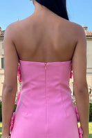 Load image into Gallery viewer, Hot Pink Floral Strapless Short Homecoming Dress