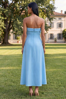 Load image into Gallery viewer, Yellow Strapless A Line Floral Maxi Formal Dress