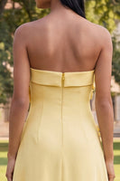 Load image into Gallery viewer, Yellow Strapless A Line Floral Maxi Formal Dress