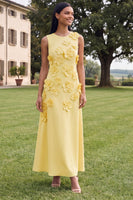 Load image into Gallery viewer, Hot Pink Round Neck A Line Floral Maxi Formal Dress
