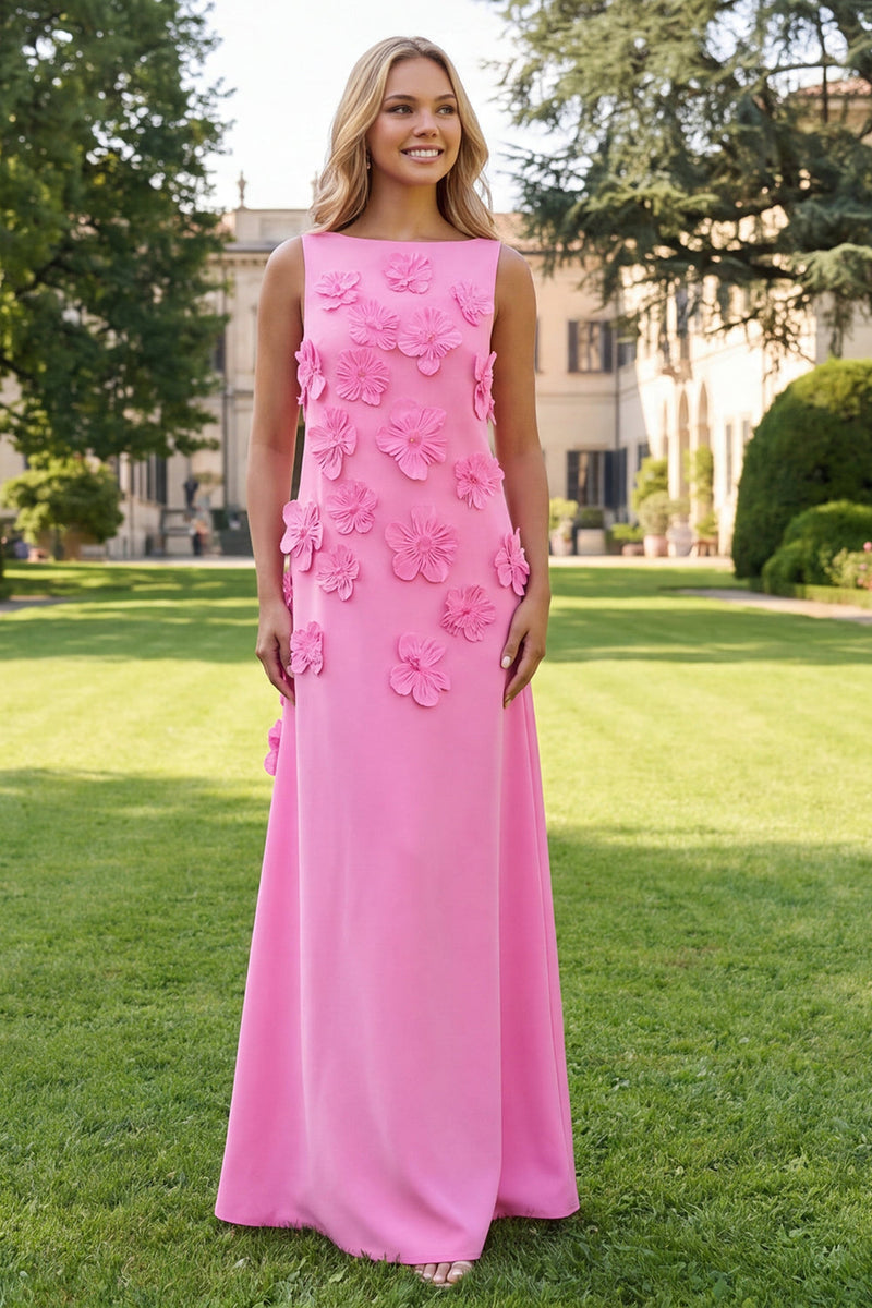 Load image into Gallery viewer, Yellow Boat Neck Floral A Line Long Formal Dress