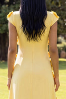Load image into Gallery viewer, Butter Yellow Round Neck A Line Floral Long Formal Dress with Sleeves