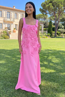 Load image into Gallery viewer, Blue Square Neck A Line Floral Maxi Formal Dress