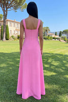 Load image into Gallery viewer, Blue Square Neck A Line Floral Maxi Formal Dress