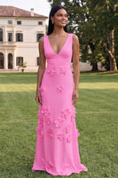 Load image into Gallery viewer, Butter Yellow V-Neck Floral Sheath Long Formal Dress