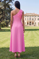 Load image into Gallery viewer, Floral Yellow A Line One Shoulder Maxi Formal Dress