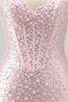 Load image into Gallery viewer, Sparkly Yellow Halter Tight Short Corset Homecoming Dress with Pearls