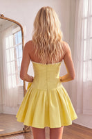 Load image into Gallery viewer, Yellow Strapless Short Homecoming Dress with Bow