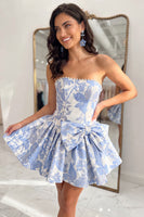 Load image into Gallery viewer, Yellow Strapless Short Homecoming Dress with Bow