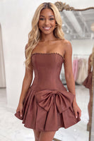 Load image into Gallery viewer, Yellow Strapless Short Homecoming Dress with Bow