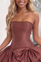 Load image into Gallery viewer, Yellow Strapless Short Homecoming Dress with Bow