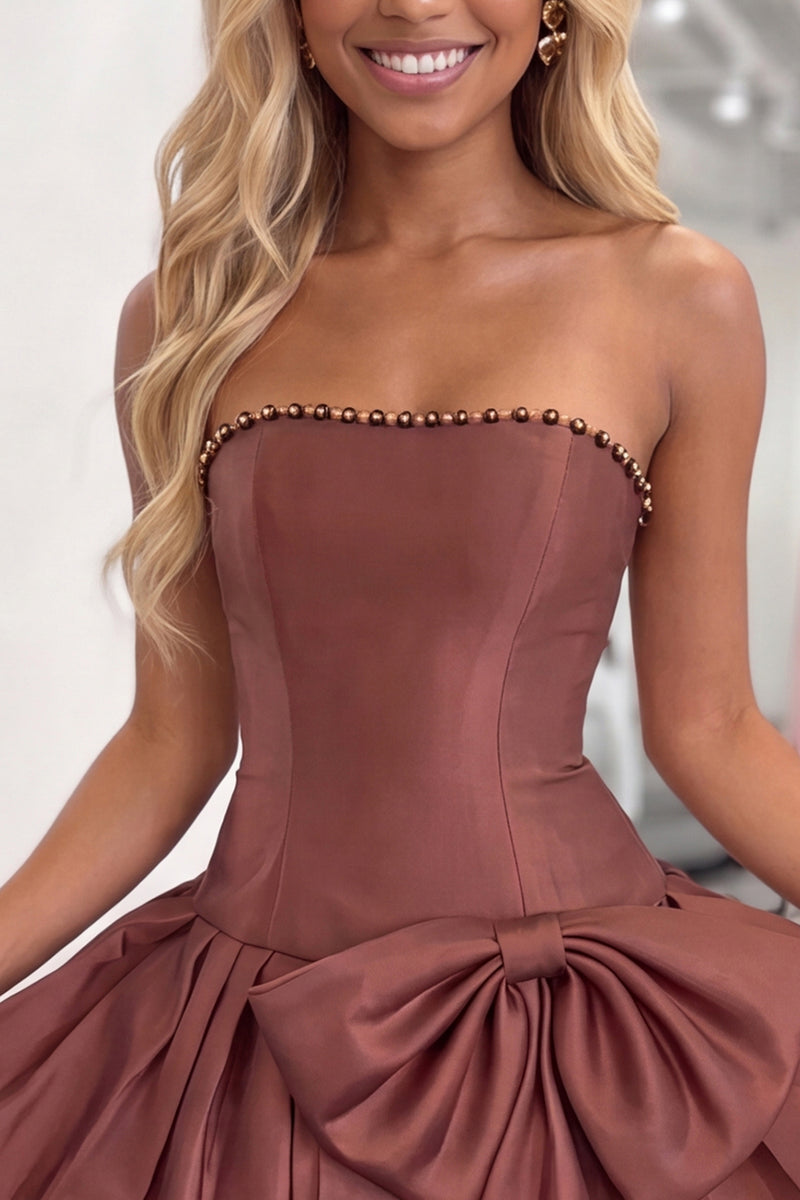 Load image into Gallery viewer, Yellow Strapless Short Homecoming Dress with Bow