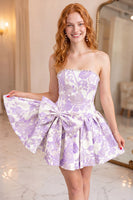 Load image into Gallery viewer, Yellow Strapless Short Homecoming Dress with Bow
