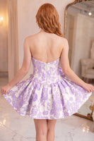Load image into Gallery viewer, Yellow Strapless Short Homecoming Dress with Bow