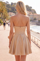 Load image into Gallery viewer, Sparkly Yellow Corset Short Homecoming Dress with Bow