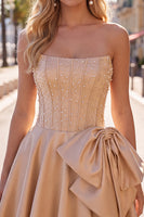 Load image into Gallery viewer, Sparkly Yellow Corset Short Homecoming Dress with Bow