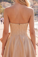 Load image into Gallery viewer, Sparkly Yellow Corset Short Homecoming Dress with Bow