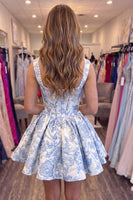 Load image into Gallery viewer, Floral Pink Short Corset Homecoming Dress with Pearls