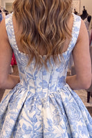 Load image into Gallery viewer, Floral Pink Short Corset Homecoming Dress with Pearls