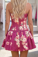 Load image into Gallery viewer, Yellow Floral Short Corset A Line Strapless Homecoming Dress