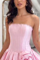 Load image into Gallery viewer, Navy Short A Line Corset Strapless Homecoming Dress with Pearls